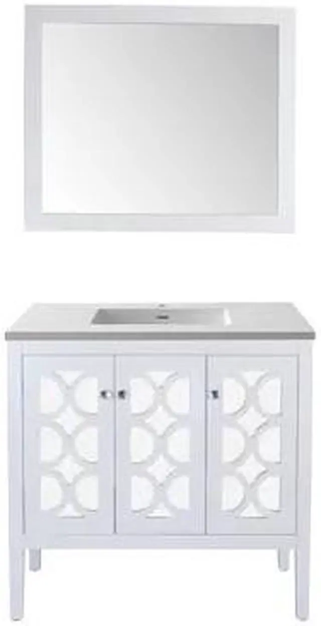 Alt view image 4 of 9 - Mediterraneo - 36 - White Cabinet + Matte White VIVA Stone Solid Surface Countertop