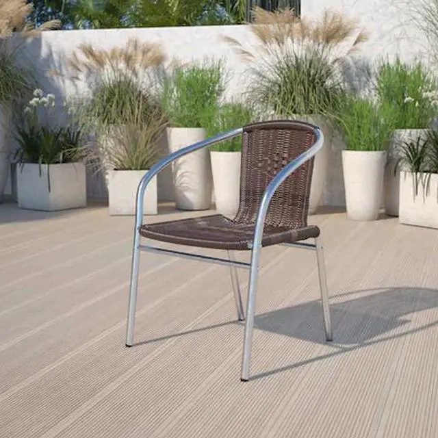 Main image of FLASH FURNITURE 4-TLH-020-GG Aluminum,Dark Brown Rattan Indoor-Outdoor