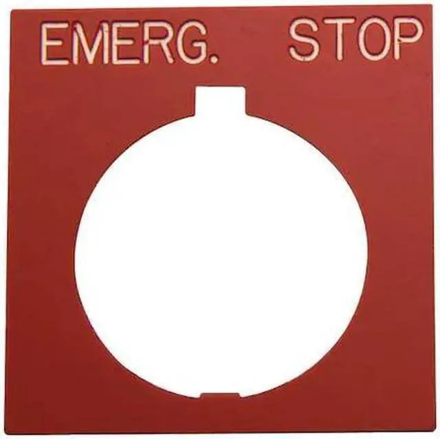 Main image of EATON HT8SP13 Legend Plate,Square,Emerg.Stop,Black/Red