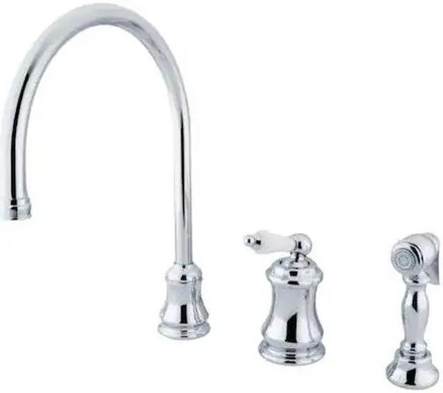 Alt view image 5 of 8 - Single Handle Widespread Kitchen Faucet with Brass Sprayer