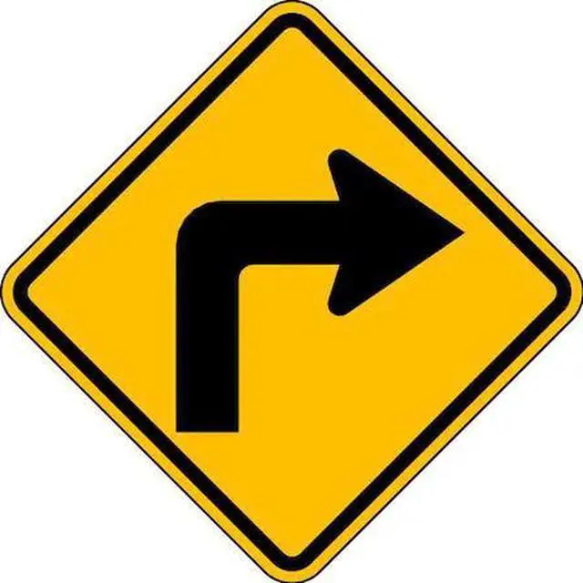 Main image of LYLE W1-1R-24DA Right Turn Traffic Sign, 24 in Height, 24 in Width, Aluminum,
