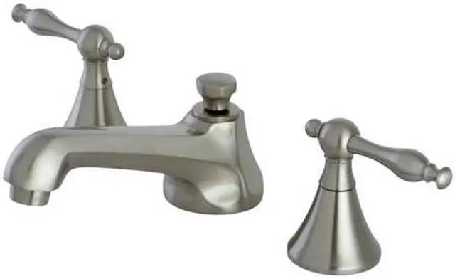 Alt view image 3 of 6 - Kingston Brass KS4478NL Widespread Lavatory Faucet with Brass Pop-Up & Metal Lever Handle Satin Nickel