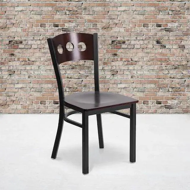 Main image of FLASH FURNITURE 2-XU-DG-6Y2B-WAL-MTL-GG Bk/Wal 3 Circ Chair-Wood Seat,PK2