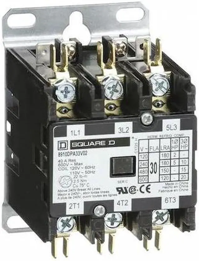 Main image of SQUARE D 8910DPA33V02 Definite Purpose Magnetic Contactor, 3 Poles, 30 A Full