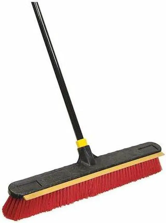 Alt view image 6 of 6 - Quickie 00635-2 2-In-1 Squeegee Pushbroom, 24 Inch Brush, 60 Inch Handle, Pet/Steel, Red/Black/Yellow