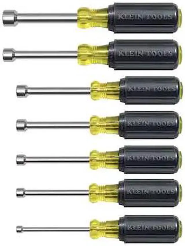 Main image of KLEIN TOOLS 631M Nut Driver Set, Magnetic Nut Drivers, 3-Inch Shaft, 7-Piece