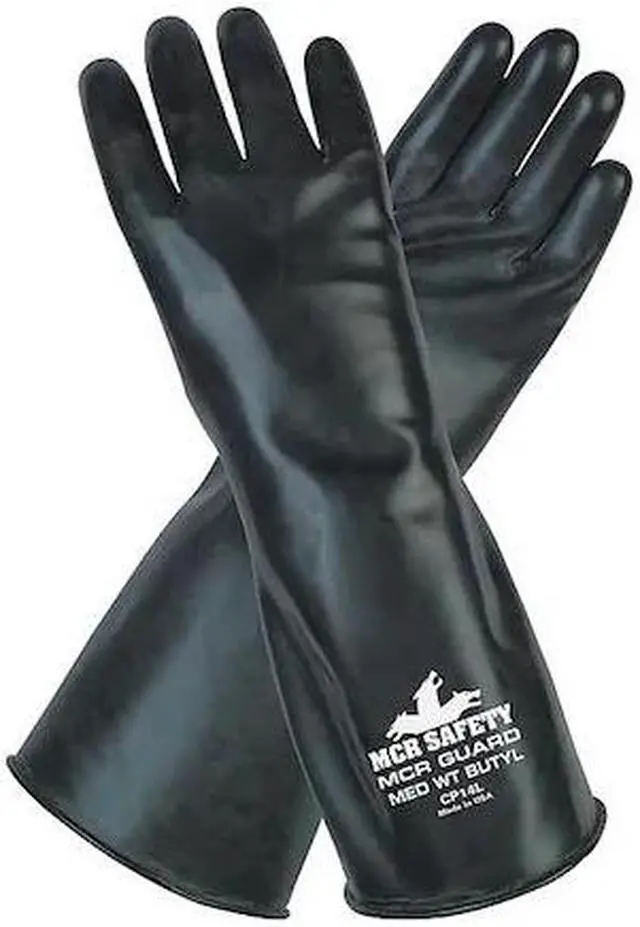 Alt view image 2 of 2 - Mcr Safety Chemical Gloves,S,14 in. L,Blk,PR  CP14S