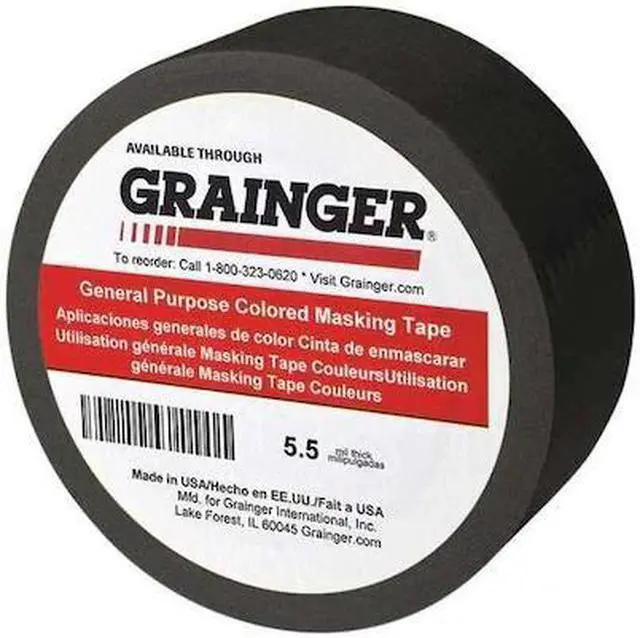 Main image of ZORO SELECT TC602-Black Masking Tape, 1/4 in W x 60 yd L, 5.5 mil Thick, Black,