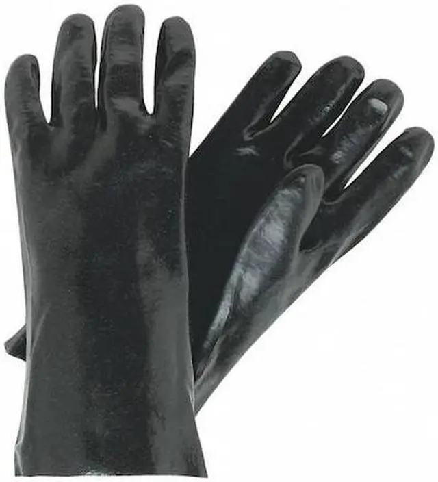 Main image of MCR SAFETY 6300 6300 Chemical Resistant Gloves, PVC, 14 in L, Not Rated, Black,