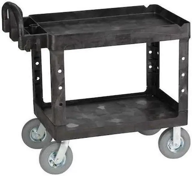 Alt view image 5 of 7 - RUBBERMAID FG452010BLA Raised Handle Deep Shelf Utility Cart 500 lb. Capacity,