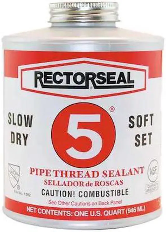 Alt view image 3 of 9 - RectorSeal 25300 No. 5 Yellow Multi-Purpose Premium Pipe Thread Sealant, 1 qt Brush Top Can