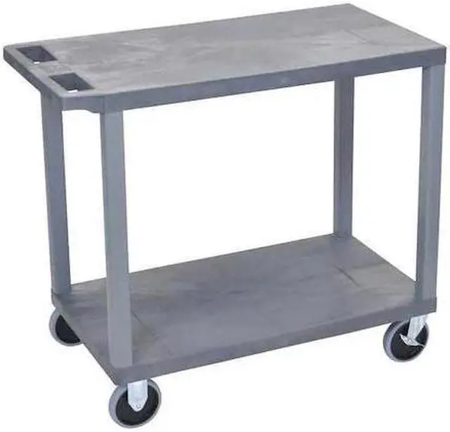 Alt view image 5 of 6 - Luxor EC22HD-G 2 Flat Shelves Multipurpose Service Utility Cart - Gray