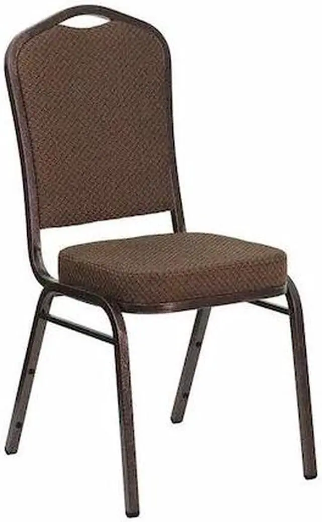 Alt view image 5 of 20 - HERCULES Series Crown Back Stacking Banquet Chair in Brown Patterned Fabric - Copper Vein Frame