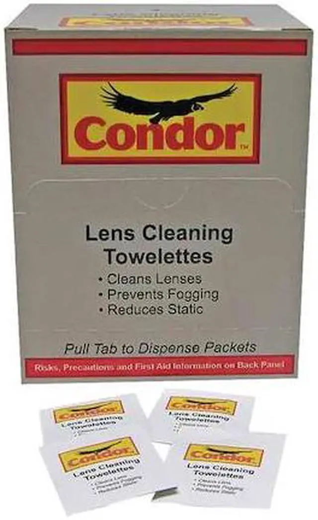 Main image of CONDOR 44X059 Pre-Moistened Lens Cleaning Towelettes, Anti-Fog, Anti-Static,