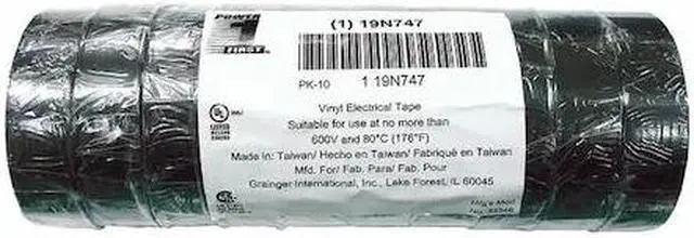 Main image of ZORO SELECT 19N747 Vinyl Electrical Tape, 3/4 in W x 60 ft L, 7 mil Thick,