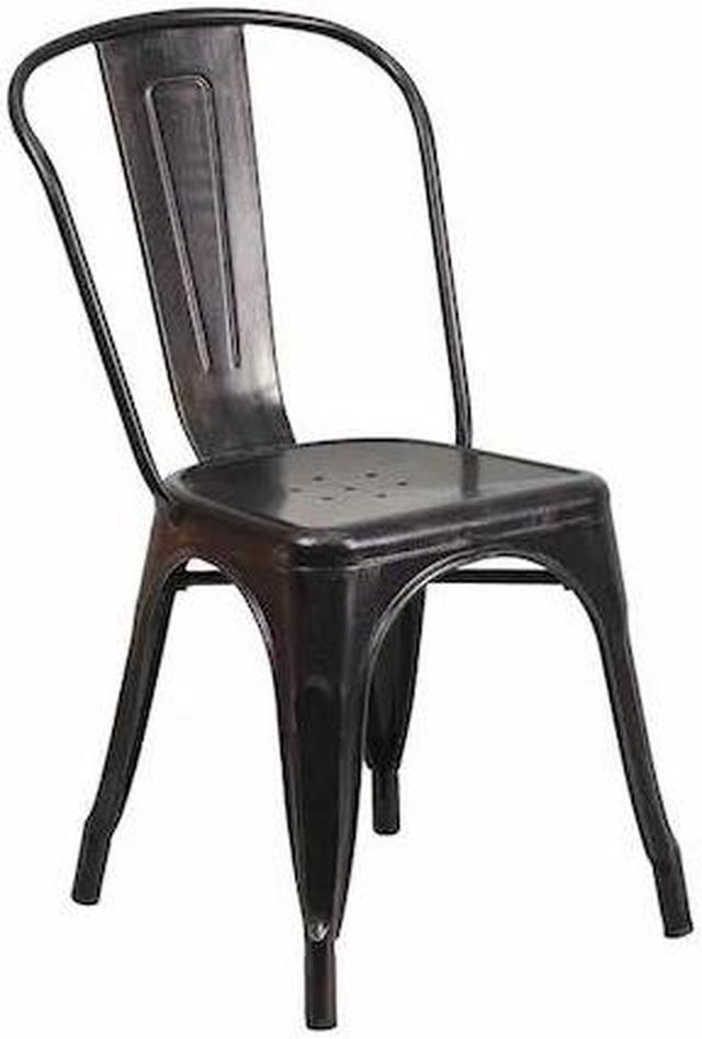 Alt view image 13 of 20 - Commercial Grade Black-Antique Gold Metal Indoor-Outdoor Stackable Chair