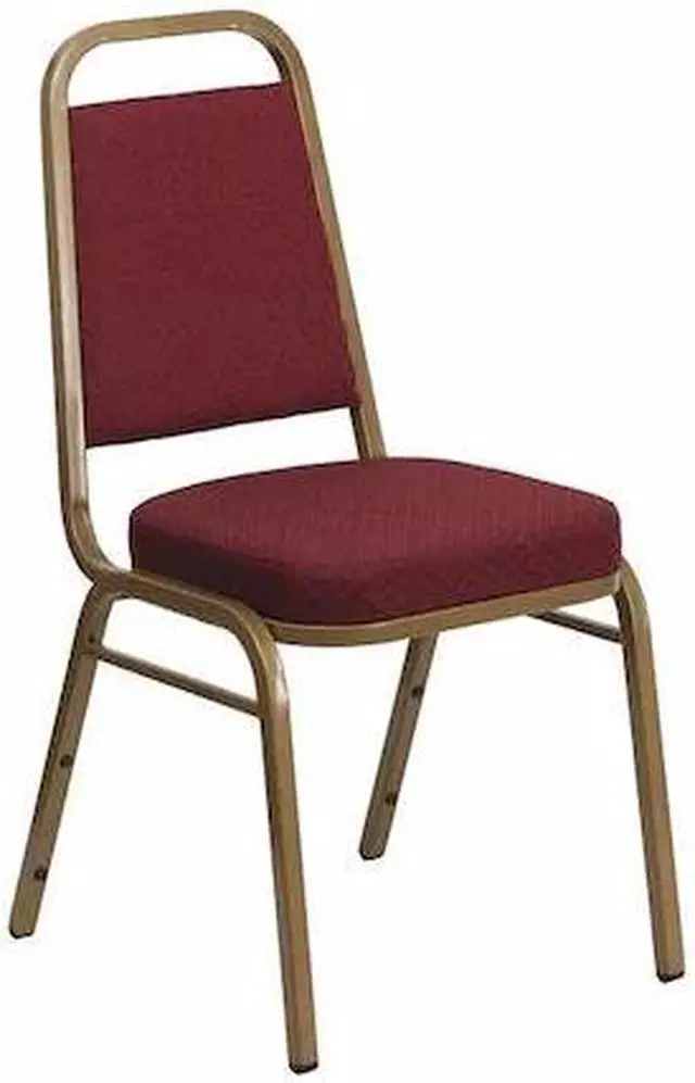 Alt view image 5 of 20 - HERCULES Series Trapezoidal Back Stacking Banquet Chair in Burgundy Patterned Fabric - Gold Frame