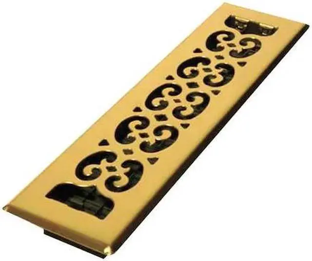 Alt view image 2 of 2 - DECOR GRATES SPH214 Floor Register 3.75 X 15.5, Bright Brass, Brass