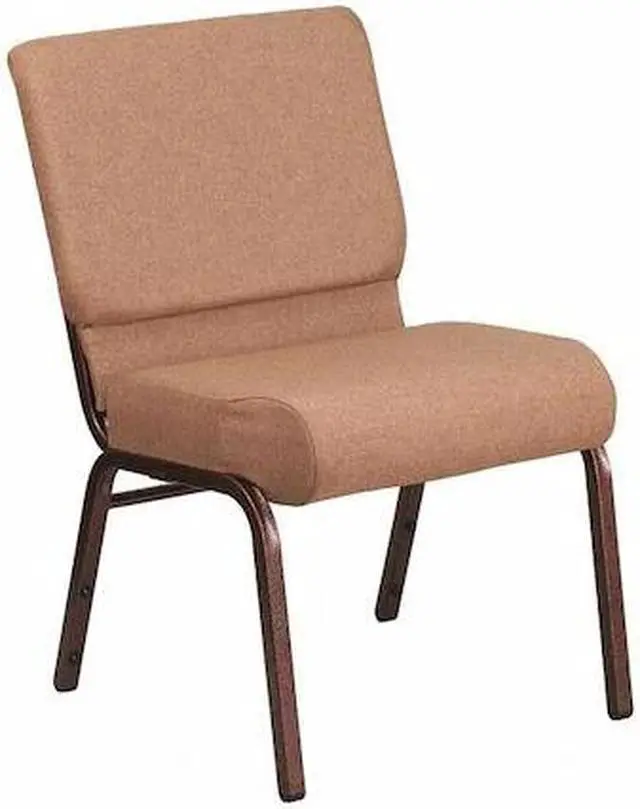 Alt view image 2 of 18 - Flash Furniture Hercules Series 21'' Extra Wide Brown Fabric Stacking Church Chair With 4'' Thick Seat - Copper Vein Frame