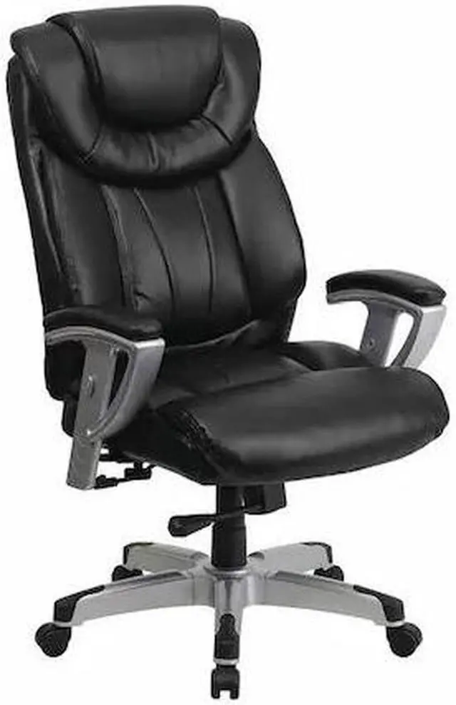 Alt view image 14 of 20 - HERCULES Series Big & Tall 400 lb. Rated Black LeatherSoft Executive Ergonomic Office Chair with Silver Adjustable Arms