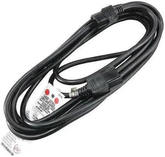 Main image of ZORO SELECT 5XFR8ID Power Cord, IEC C14, SJT, 15 ft., Blk, 10A, 16/3