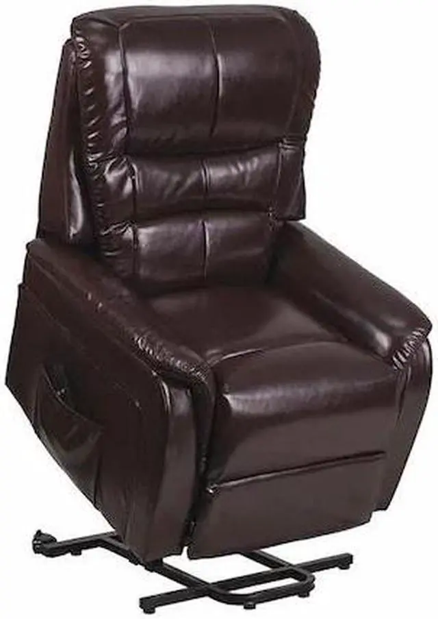 Alt view image 13 of 20 - HERCULES Series Brown LeatherSoft Remote Powered Lift Recliner
