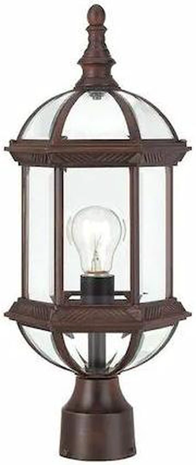 Main image of NUVO 60-4975 Boxwood 1-Light 19 in. Outdoor Post with Clear Beveled Glass