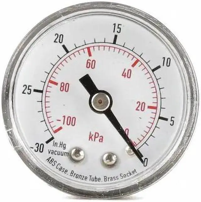 Main image of ZORO SELECT 4FLZ2 Vacuum Gauge,30to0 in Hg Vac,-100to0 kPa