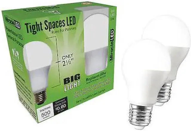 Main image of MIRACLE LED 602186 5 W, Compact LED Bulb, White, A15, 6500K Temp. Frosted,