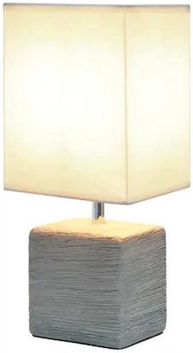 Alt view image 7 of 13 - Simple Designs Petite Faux Stone Table Lamp with Fabric Shade, Gray with White Shade