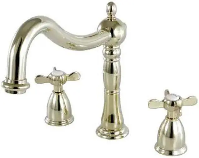 Alt view image 3 of 6 - Kingston Brass KS1342BEX Roman Tub Filler with Cross Handle, Polished Brass