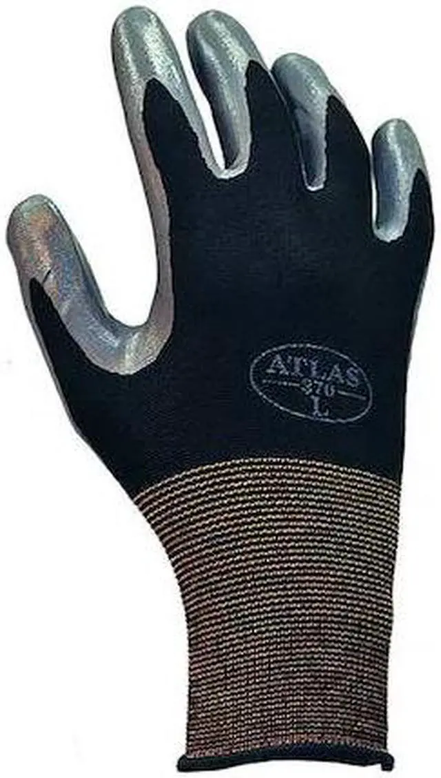 Alt view image 3 of 3 - SHOWA 370BL-08 Coated Gloves, Nitrile, Smooth, Palm, 4 Abrasion Level, Black, L