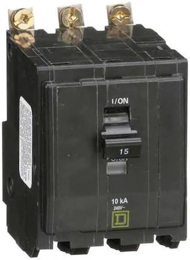 Alt view image 2 of 3 - SQUARE D QOB315 Miniature Circuit Breaker, QO Series, 15A, 3 Pole, 120/240V AC,