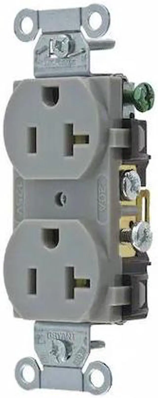 Alt view image 2 of 2 - BRYANT CRS20GRY Straight Blade Receptacle, 5-20R, 20 A, 125V AC, 2 Pole, 3