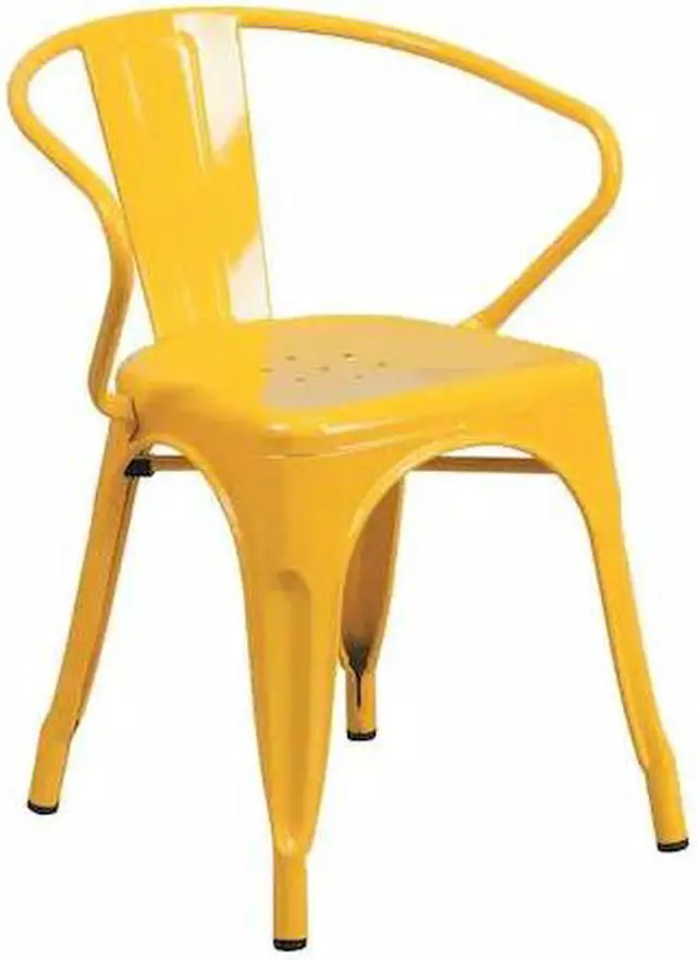 Alt view image 6 of 20 - Commercial Grade Yellow Metal Indoor-Outdoor Chair with Arms