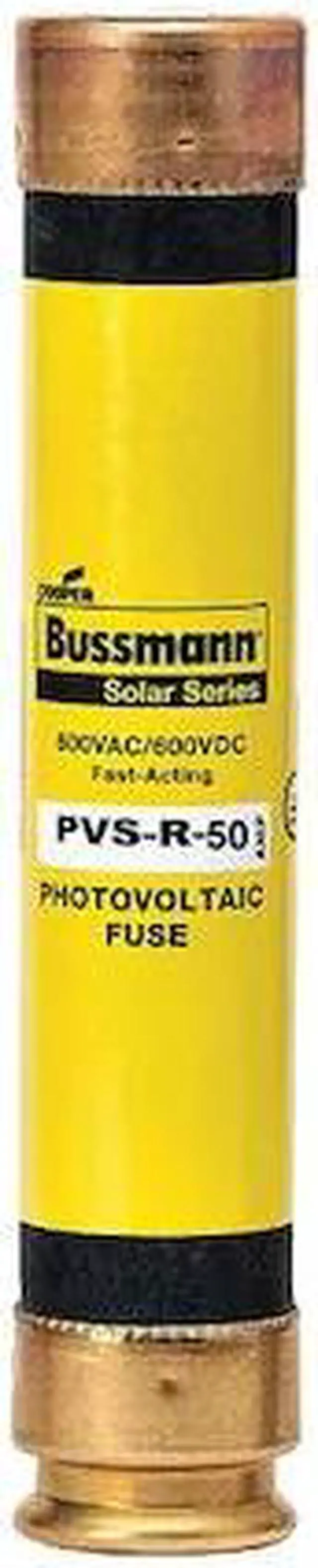 Main image of EATON BUSSMANN PVS-R-50 Solar Fuse, 50A, Fast-Acting, 600V AC, Cylindrical
