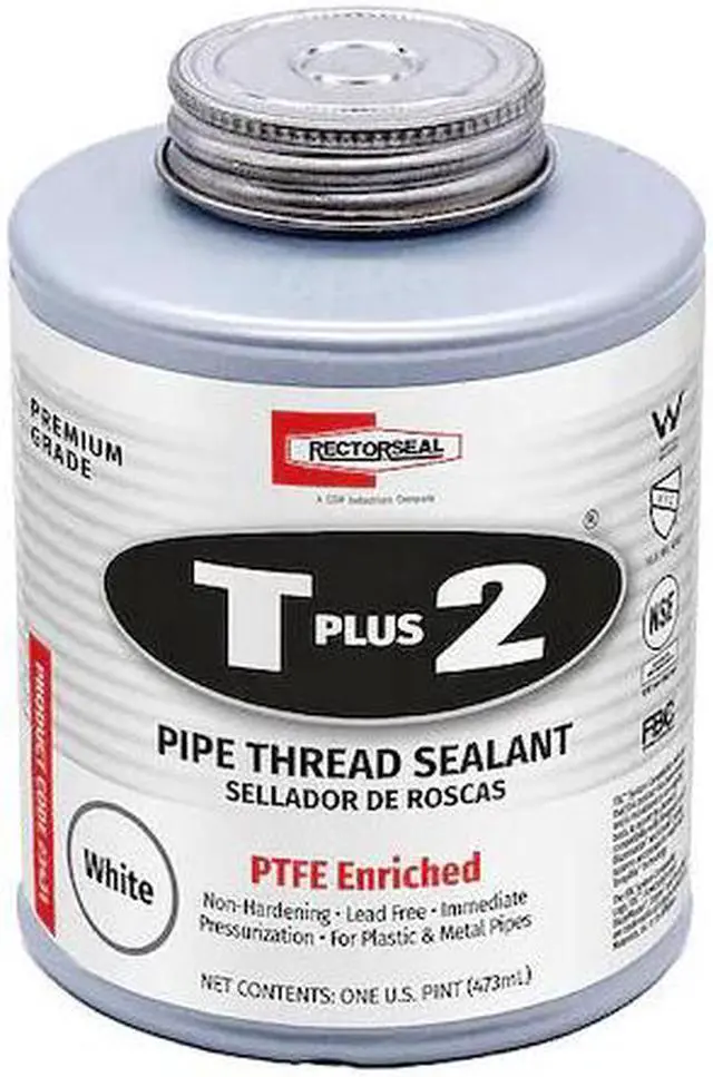 Alt view image 3 of 3 - RECTORSEAL 23431 Pipe Thread Sealant 16 oz, Brush-Top Can, T Plus 2, White,