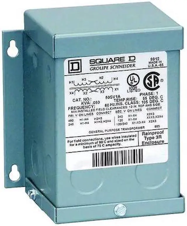 Main image of SQUARE D 50SV51A General Purpose Transformer, 50 VA, NEMA 3R, 120/240V AC, 600V