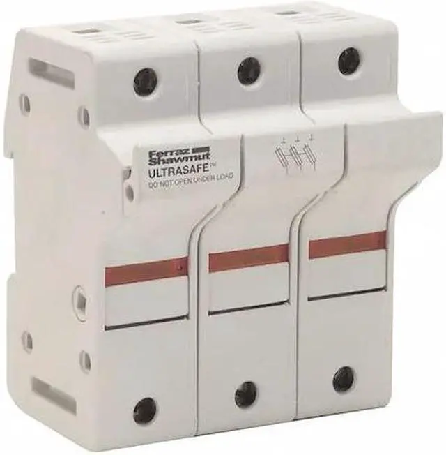 Main image of MERSEN US6J3I Finger Safe Fuse Block, 31 to 60A Amp Range, 600V AC/DC Volt