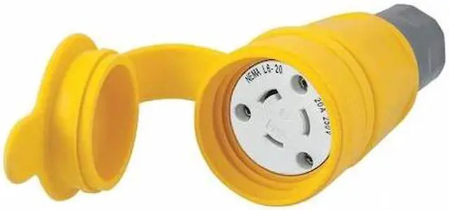 Alt view image 2 of 2 - HUBBELL WIRING DEVICE-KELLEMS HBL27W48 Watertight Locking Connector, L6-20R, 20