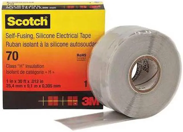 Alt view image 2 of 8 - 3M 70 Silicone Electrical Tape, 70, Scotch, 1 in W x 30 ft L, 12 mil thick,