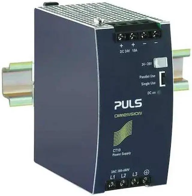 Main image of PULS CT10.241 DC Power Supply, 380/480V AC, 24/28V DC, 240 W, 8.6 A, DIN Rail