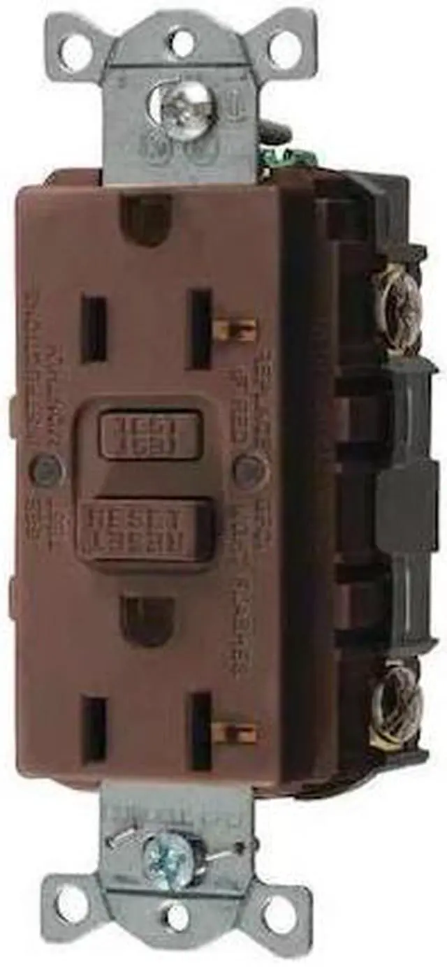 Alt view image 2 of 5 - HUBBELL WIRING DEVICE-KELLEMS GFR20 GFCI Receptacle, 20A, 125VAC, 5-20R, Brown