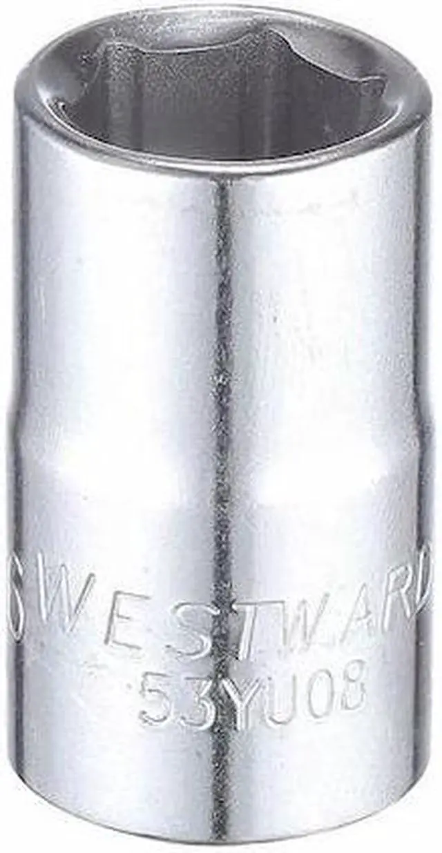 Main image of WESTWARD 53YU08 1/2" Drive, SAE Socket, 9/16" Socket Sz, 6 Pts