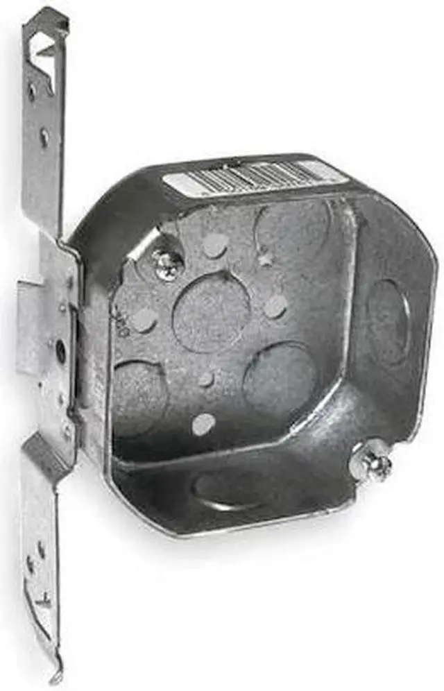 Alt view image 3 of 5 - Hubbell-Raco 161 1-1/2-Inch Deep, 1/2-Inch Side Knockouts, Wood/Metal Stud Bracket 4-Inch Octagon Box