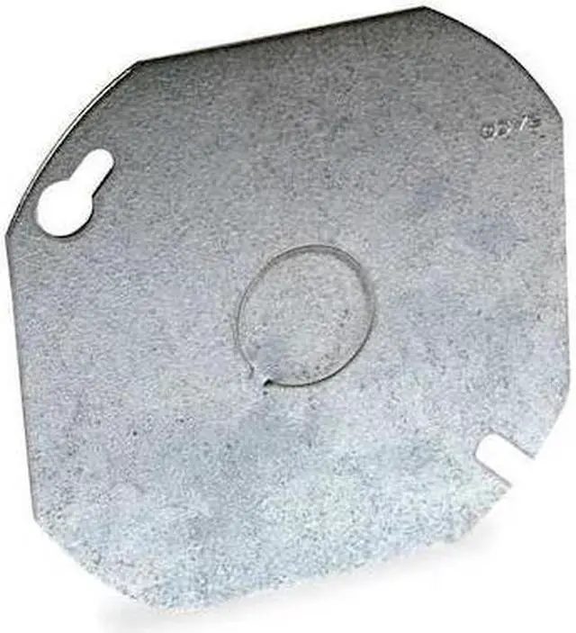 Alt view image 2 of 6 - RACO 724 Box Cover, Octagon Box Type, 1 Gang, Galvanized Steel, KO Centered