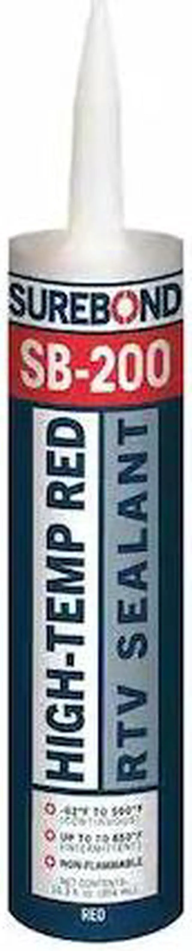 Main image of SUREBOND SB-200 T RE Acetoxy Cure Gasket Sealant, 10.3 oz, Red, Temp Range -62