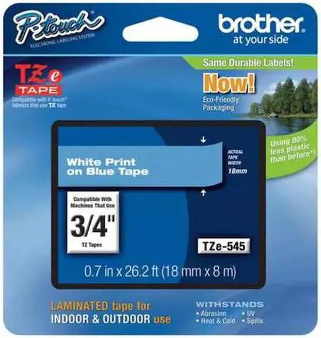 Alt view image 12 of 20 - Brother P-Touch TZE-545 TZ Standard Adhesive Laminated Labeling Tape, 3/4w, White on Blue