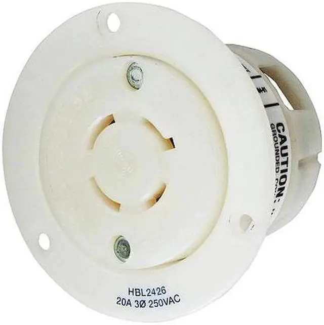 Alt view image 3 of 3 - HUBBELL WIRING DEVICE-KELLEMS HBL2426 Flanged Locking Receptacle, L15-20R, 20