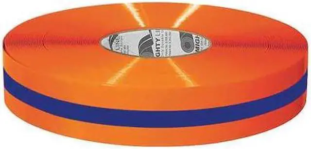 Main image of MIGHTY LINE 2ROBCTR Industrial Safety Floor Marking Tape Vinyl Orange/Blue, 2"